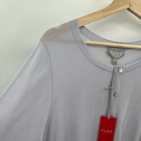 Pure Collection XL NWT 100% Cotton Light Purple Button Front Cardigan - Picture 11 of 11